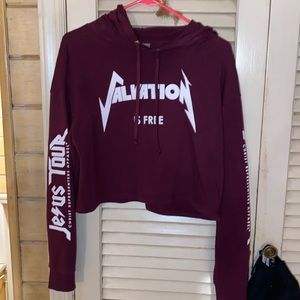 Burgundy cropped hoodie